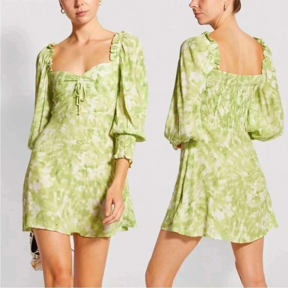 Faithfull the brand Arianne Roos green mini dress in lime - Picture 4 of 15